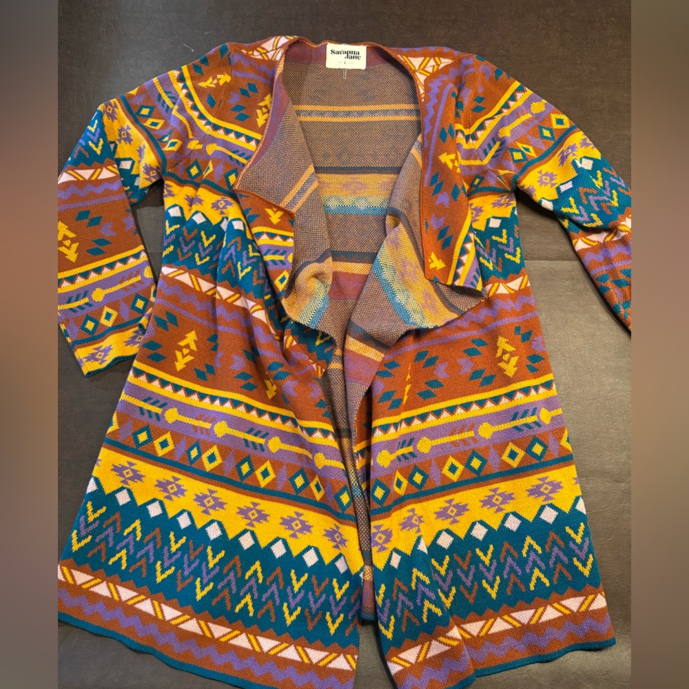 Savanna Jane Multicolor Patterned Cardigan